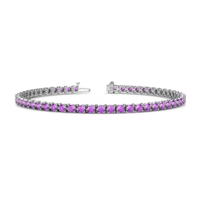 Pre-owned Trijewels Amethyst 3-prong Womens Eternity Tennis Bracelet 2.70 Ctw 14k Gold Jp:124118 In Purple