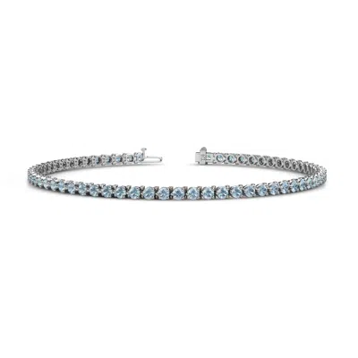 Pre-owned Trijewels Aquamarine 3-prong Womens Eternity Tennis Bracelet 1.86 Ctw 14k Gold Jp:123986