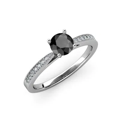 Pre-owned Trijewels Black & White Diamond Engagement Ring 1.13 Ct Tw In 14k Gold Jp:58622