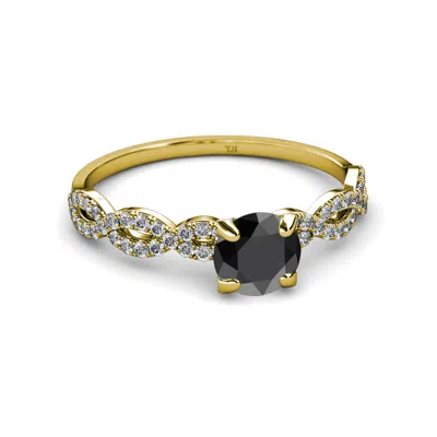 Pre-owned Trijewels Black & White Diamond Engagement Ring 1.63 Ct Tw In 14k Yellow Gold Jp:111232