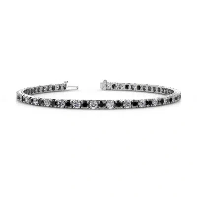 Pre-owned Trijewels Black & White Diamond Eternity Tennis Bracelet 5.32 Ctw 14k White Gold Jp:122878
