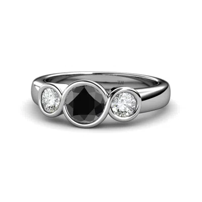 Pre-owned Trijewels Black & White Diamond Infinity Three Stone Ring 1.90 Cttw In 14k Gold Jp:108957