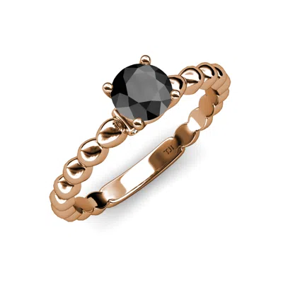 Pre-owned Trijewels Black & White Diamond Women Engagement Ring 1.06 Ct Tw 14k Red Gold Jp:110939