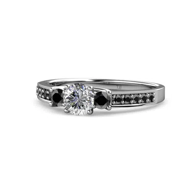 Pre-owned Trijewels Black & White Diamond Womens 3 Stone Engagement Ring 1.07 Ctw 14k Gold Jp:75305