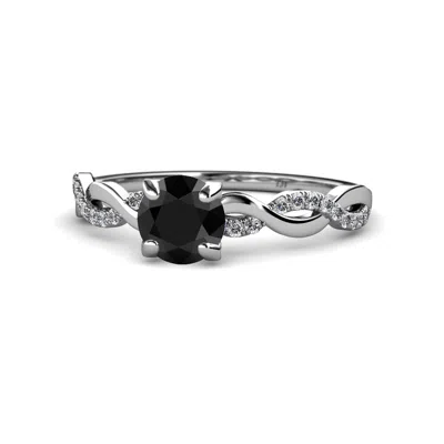 Pre-owned Trijewels Black White Diamond Infinity Women Engagement Ring 14k White Gold Jp:111084