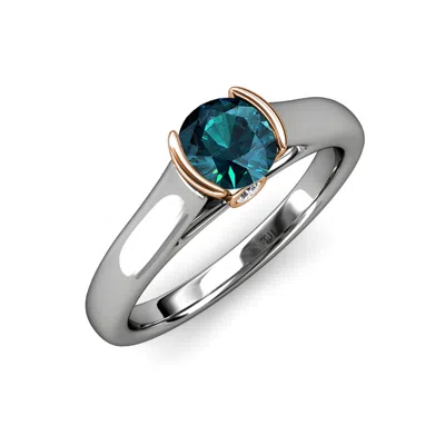 Pre-owned Trijewels Blue & White Diamond Women Engagement Ring 1.03 Ct Tw 14k White Gold Jp:111694