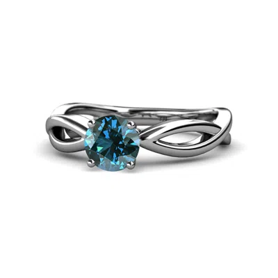 Pre-owned Trijewels Blue Diamond Infinity Solitaire Engagement Ring 1 Carat 14k White Gold Jp:111396
