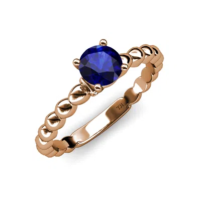 Pre-owned Trijewels Blue Sapphire & Diamond Engagement Ring 1.01 Ct Tw In 14k Rose Gold Jp:110900 In G-h