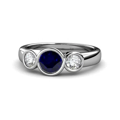 Pre-owned Trijewels Blue Sapphire & Diamond Infinity Three Stone Ring 1.85 Cttw 14k Gold Jp:108918