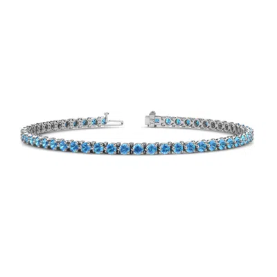 Pre-owned Trijewels Blue Topaz 3-prong Womens Eternity Tennis Bracelet 3.19 Ctw 14k Goldâ Jp:124160