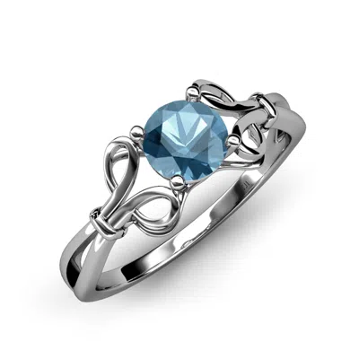 Pre-owned Trijewels Blue Topaz Floral Solitaire Ring 1.05 Ct In 14k Gold Jp:34425
