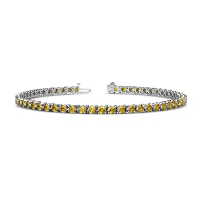 Pre-owned Trijewels Citrine 3-prong Womens Eternity Tennis Bracelet 2.70 Ctw 14k Gold Jp:124121 In Yellow