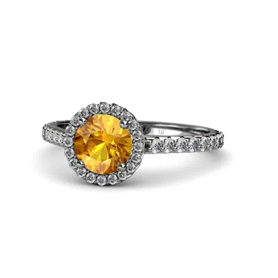 Pre-owned Trijewels Citrine Diamond (si2-i1, G-h) Halo Engagement Ring 1.33 Ctw In 14k Gold Jp:55662 In G - H