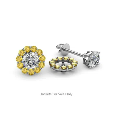 Pre-owned Trijewels Citrine Halo Jacket For Stud Earrings 3/8 Ctw In 14k Gold Jp:56564 In Yellow