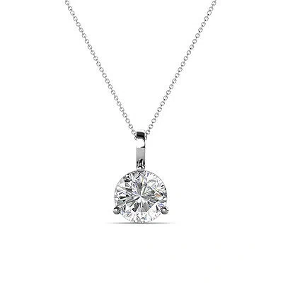 Pre-owned Trijewels Diamond 6.50 Mm 3-prong Solitaire Necklace 1.00 Carat In 14k Gold Jp:79024