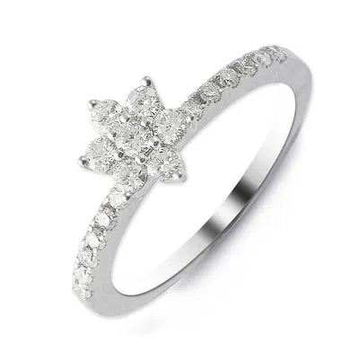 Pre-owned Trijewels Diamond Engagement Ring (si2-i1-clarity,g-h-color) 0.50 Ct Tw In 14k White Gold In G - H