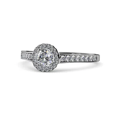 Pre-owned Trijewels Diamond (si2-i1, G-h) Halo Engagement Ring 0.99 Cttw In 14k Gold Jp:68234