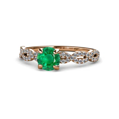 Pre-owned Trijewels Emerald & Diamond Infinity Engagement Ring 1.38 Cttw 14k Rose Gold Jp:111230 In G-h