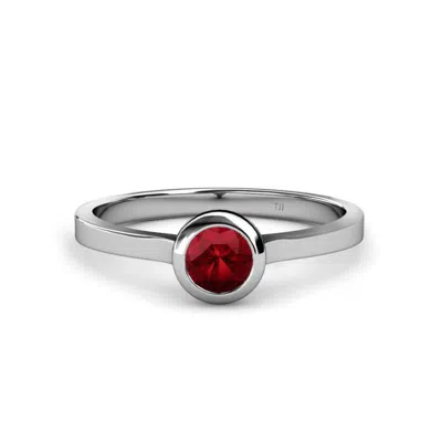 Pre-owned Trijewels Floating Ruby Womens Solitaire Engagement Ring 0.55 Ct 14k Gold Jp:76507 In Red