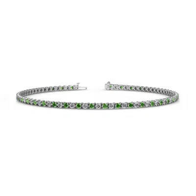 Pre-owned Trijewels Garnet And Diamond Womens Eternity Tennis Bracelet 2.00 Ctw 14k Gold Jp:123923 In H-i