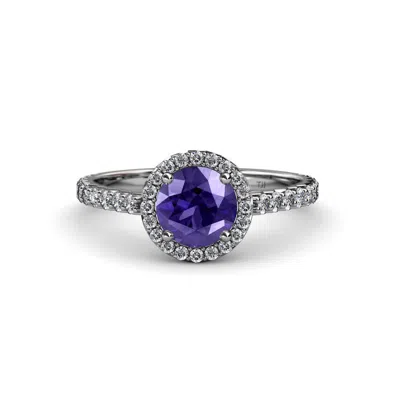 Pre-owned Trijewels Iolite & Diamond Halo Engagement Ring 1.33 Ct Tw In 14k Gold Jp:55665 In G - H