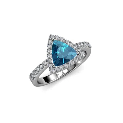 Pre-owned Trijewels London Blue Topaz & Diamond Halo Engagement Ring 2.03 Ct Tw 14k Gold Jp:109921 In I-j