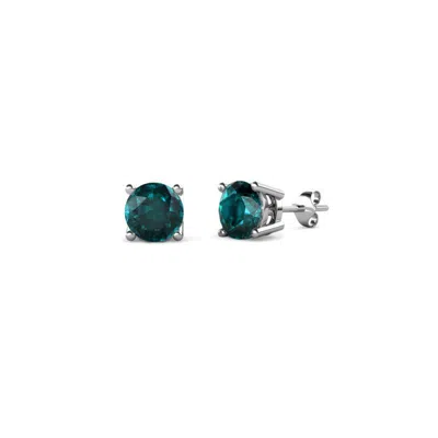 Pre-owned Trijewels London Blue Topaz Four Prong Solitaire Stud Earrings 1/2 Ctw 14k Gold Jp:63457