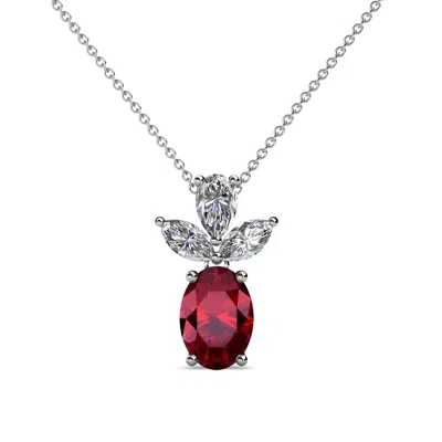 Pre-owned Trijewels Oval Cut Ruby And Diamond Womens Slider Pendant 1.30 Ctw 14k Gold Jp:109117 In G-h