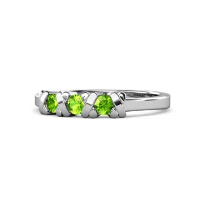 Pre-owned Trijewels Peridot Hugs And Kisses 3 Stone Ring 0.35 Ctw In 14k Gold Jp:102059 In Green