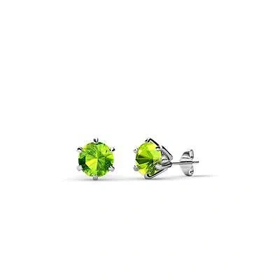 Pre-owned Trijewels Peridot Martini Solitaire Stud Earrings 0.63 Ctw In 14k Gold Jp:66356 In Green
