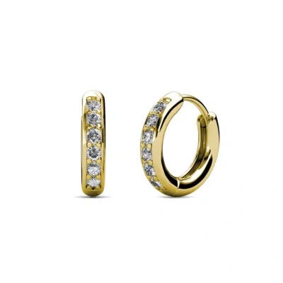 Pre-owned Trijewels Petite Diamond Huggies Womens Hoop Earrings 0.24 Ctw 14k Yellow Gold Jp:9884 In G-h