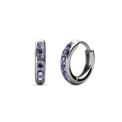 Pre-owned Trijewels Petite Iolite Huggies Womens Hoop Earrings 0.19 Ctw 14k Gold Jp:9907 In Purple