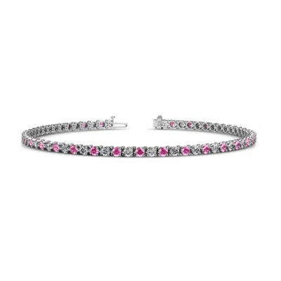 Pre-owned Trijewels Pink Sapphire And Diamond Eternity Tennis Bracelet 2.72 Ctw 14k Gold Jp:124039