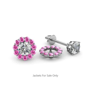 Pre-owned Trijewels Pink Sapphire Halo Jacket For Stud Earrings 1/2 Ctw In 14k Gold Jp: 56543