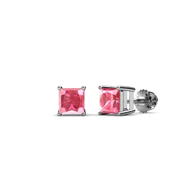 Pre-owned Trijewels Pink Tourmaline 5.5mm Solitaire Stud Earrings 1.80 Ctw In 14k Gold Jp:64221 In Purple