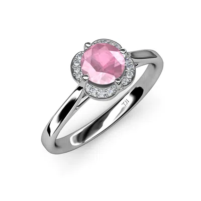 Pre-owned Trijewels Pink Tourmaline & Diamond Women Halo Engagement Ring 1.01 Cttw 14k Gold Jp:36138