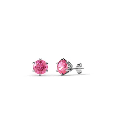 Pre-owned Trijewels Pink Tourmaline Martini Solitaire Earrings 0.40 Ctw In 14k Gold Jp:66341 In Purple