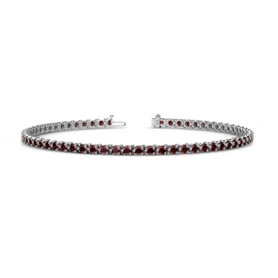 Pre-owned Trijewels Red Garnet 3-prong Womens Eternity Tennis Bracelet 3.34 Ctw 14k Gold Jp:124007 In Reddish-orange
