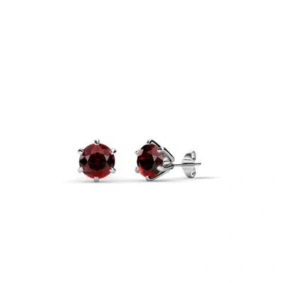 Pre-owned Trijewels Red Garnet 4mm Martini Solitaire Stud Earring 0.63 Ctw In 14k Gold Jp:66359 In Reddish-orange