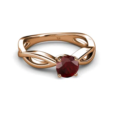 Pre-owned Trijewels Red Garnet Infinity Solitaire Engagement Ring 1.05 Ct 14k Rose Gold Jp:111371 In Reddish-orange