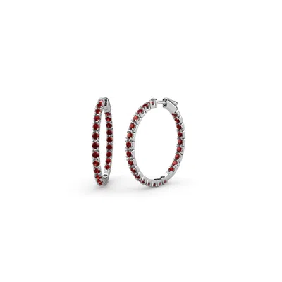 Pre-owned Trijewels Red Garnet Inside Out Hoop Earrings 0.95 Ctw In 14k Gold Jp:36904 In Reddish-orange