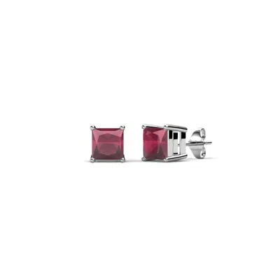 Pre-owned Trijewels Rhodolite Garnet 4mm Solitaire Stud Earrings 0.60 Ctw In 14k Gold Jp:64182 In Red-violet