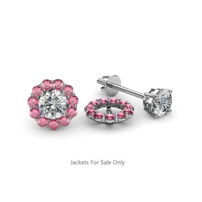 Pre-owned Trijewels Rhodolite Garnet Halo Jacket For Stud Earrings 5/8 Ctw 14k Gold Jp: 56576 In Red - Violet