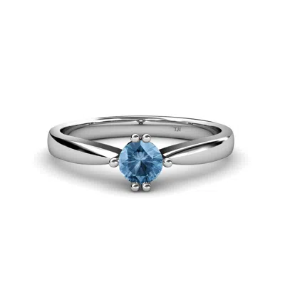 Pre-owned Trijewels Round Blue Topaz 6 Prong Women Solitaire Engagement Ring 14k Gold Jp:79852