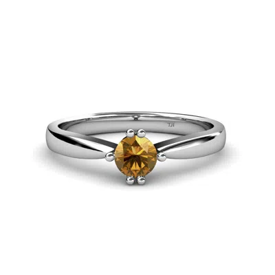 Pre-owned Trijewels Round Citrine 6 Prong Women Solitaire Engagement Ring 14k Gold Jp:79855 In Yellow
