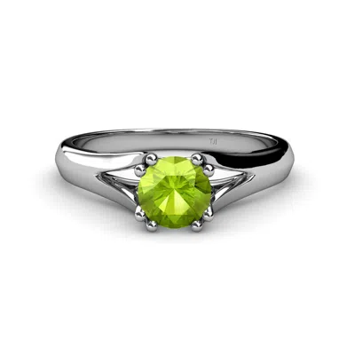 Pre-owned Trijewels Round Peridot 8 Prong Women Solitaire Ring 14k Gold Jp:82342 In Green