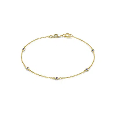 Pre-owned Trijewels Round Tanzanite 5 Stone Station Bracelet 1/8 Ctw 14k Gold Jp: 26070 In Purple