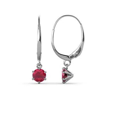 Pre-owned Trijewels Ruby 1/2 Ctw Six Prong Solitaire Drop And Dangle Earrings 14k Gold Jp:66910 In Red