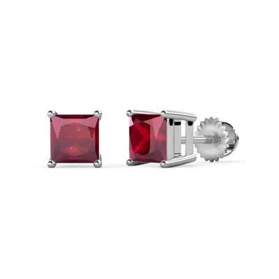 Pre-owned Trijewels Ruby 4mm Four Prong Solitaire Stud Earrings 0.55 Ctw In 14k Gold Jp:64194 In Red