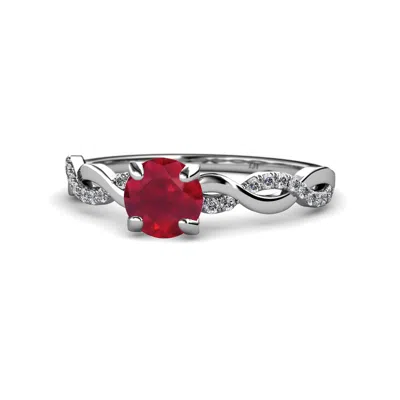 Pre-owned Trijewels Ruby And Diamond Infinity Engagement Ring 1.26 Ctw 14k White Gold Jp:111090 In G-h